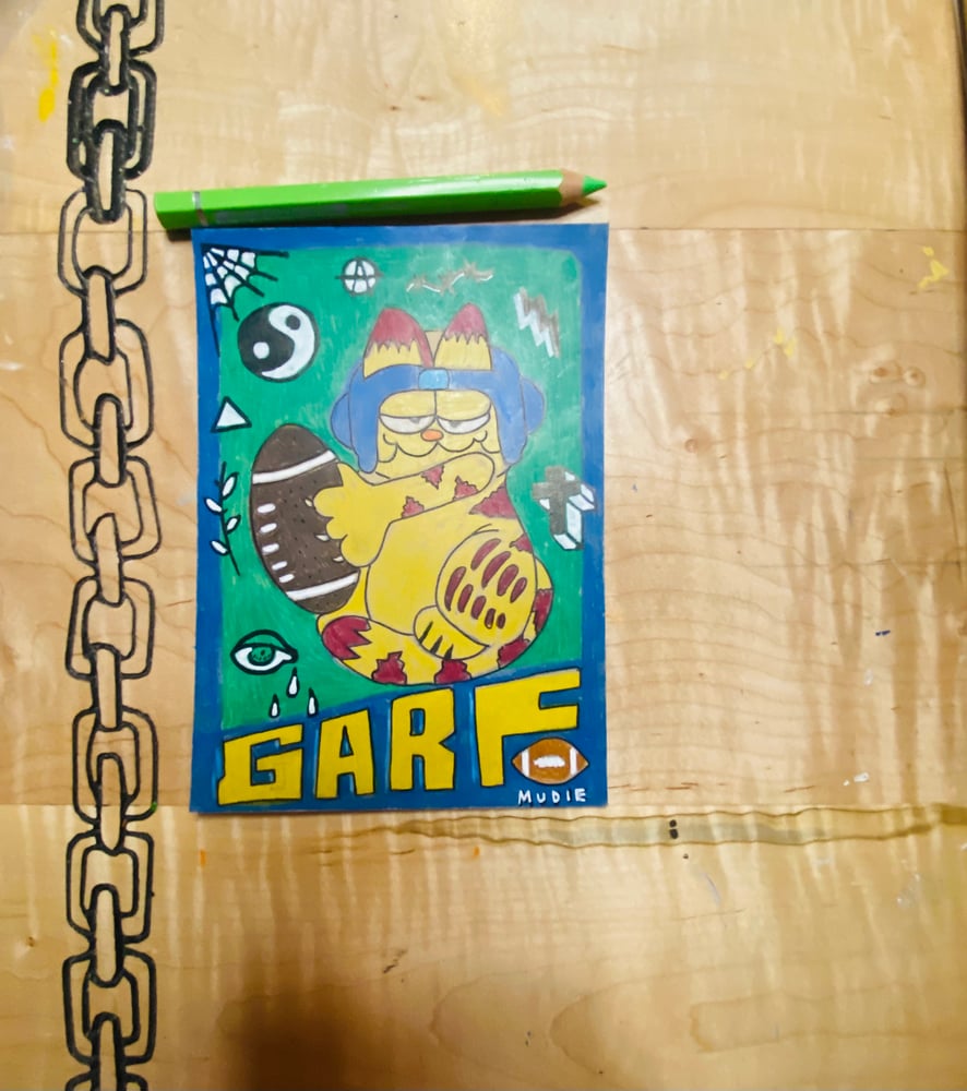 Image de " Garfield Football " artwork original 5 x 7''