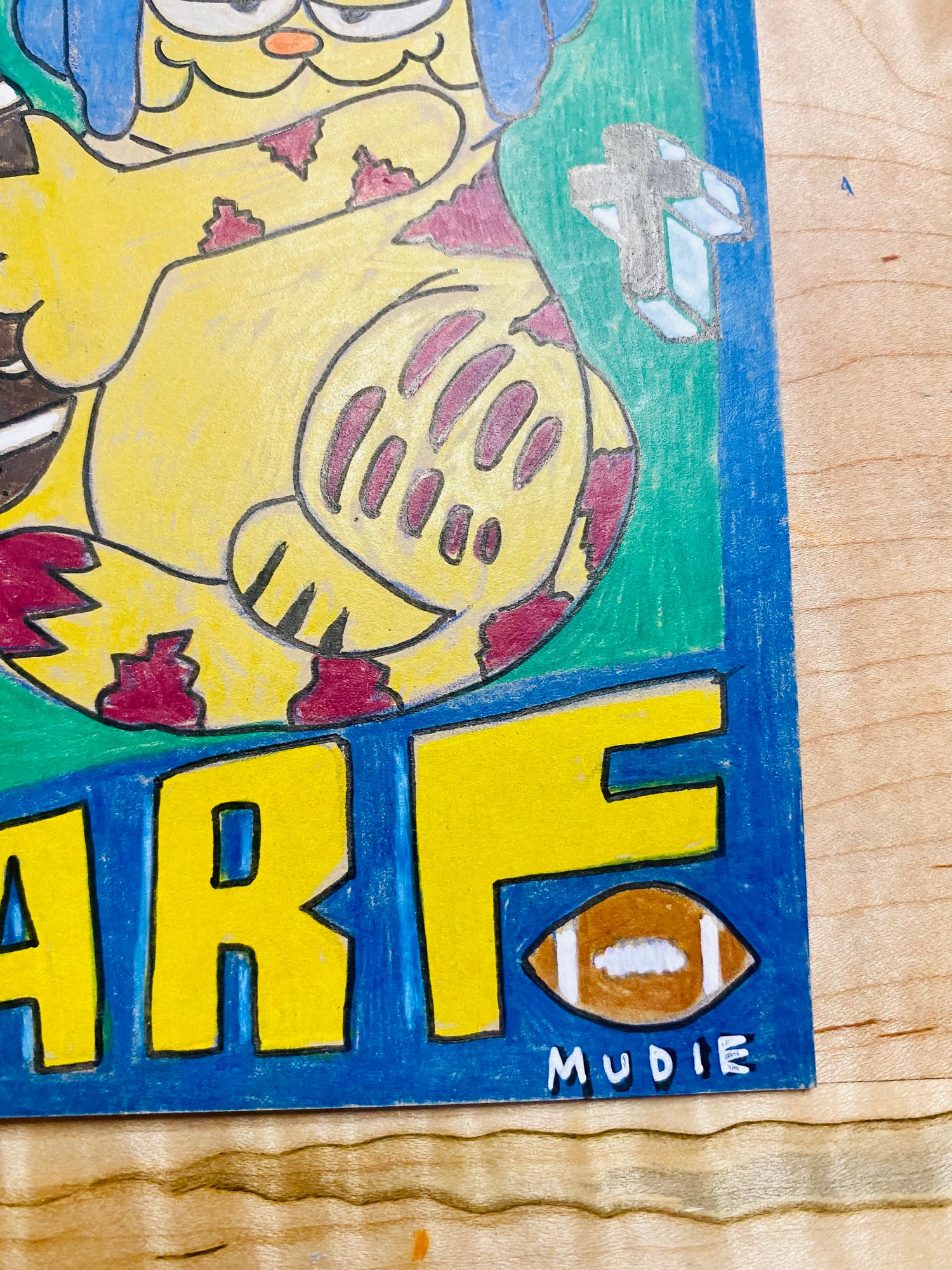 Image of " Garfield Football " artwork original 5 x 7''