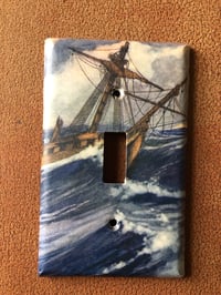 Collaged Switch Plate Single Gang  Large Schooner Sailboat on Rough Seas