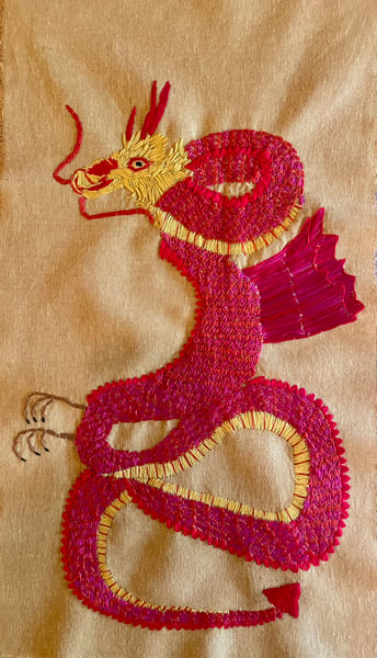 Image of Year of the Dragon - original embroidery