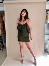 Image 7 of Lurex Woven Dress – Green Gold