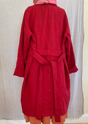 Image of Isabella Coat in rustic red linen