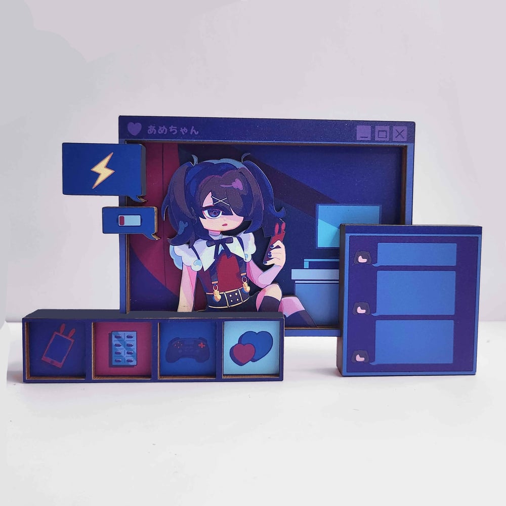 Image of Ame layered wooden standee - Needy Streamer Overload