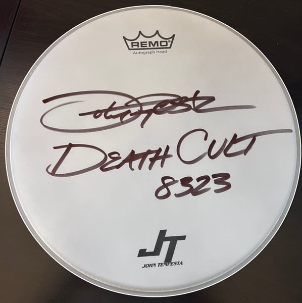 Image of John Tempesta Signed Death Cult Drum Head