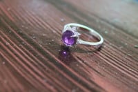 Image 2 of Amethyst Rose Cut Round Cabochon Sunburst Ring | Size 7 Ring