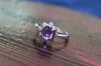 Image 3 of Amethyst Rose Cut Round Cabochon Sunburst Ring | Size 7 Ring
