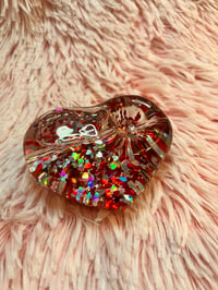 Image 11 of Freezable Thick Heart Glitter Glass Pipe  Thick Glass Pipe   Color Changing Pipe