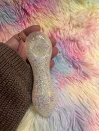 Image 9 of White Diamonds Freezable Glitter Glass Smoking Bowl  Color Changing Pipe