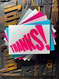 Image 1 of Thanks! | Typographic Letterpress Card | Fluorescent Pink