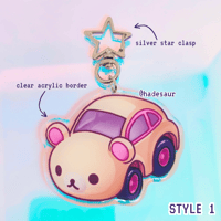 Image of Korilakkuma Cream Bear Car Clear Double-Sided Acrylic Charm