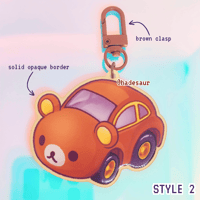 Image of Rilakkuma Brown Bear Car Clear Double-Sided Acrylic Charm