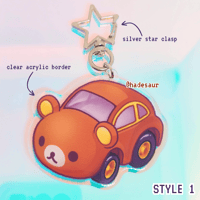 Image of Rilakkuma Brown Bear Car Clear Double-Sided Acrylic Charm