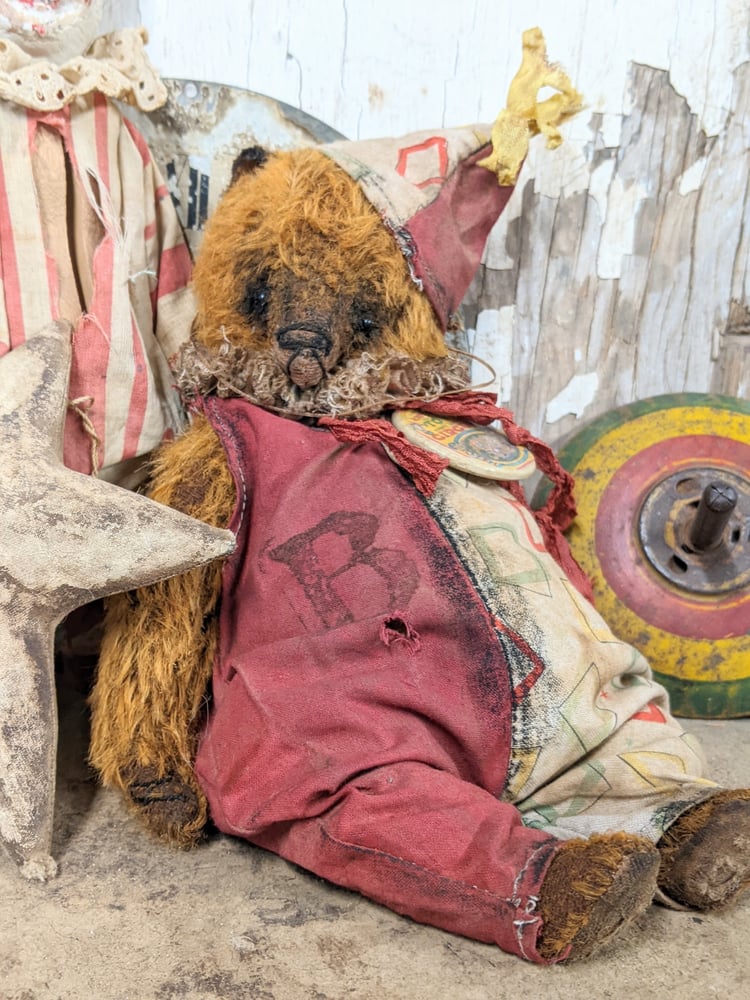 Image of Schoenhut Toy Circus - 9" Vintage Style Aged  Mohair Teddy Bear by Whendi's Bears