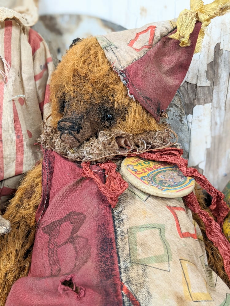 Image of Schoenhut Toy Circus - 9" Vintage Style Aged  Mohair Teddy Bear by Whendi's Bears