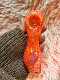 Image 14 of Girly Tangerine Freezable Glitter Glass Pipe   Color Changing Tobacco Pipe