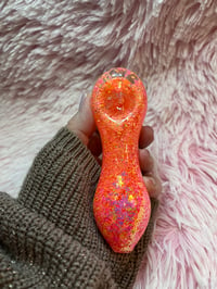 Image 15 of Girly Tangerine Freezable Glitter Glass Pipe   Color Changing Tobacco Pipe