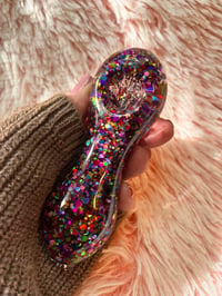 Image 10 of  Rainbow Glitter Glass Pipe  Thick Glass Glitter Pipe   