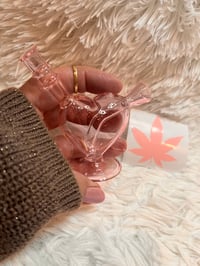 Image 8 of PINK Cupid Bubbler  Heart Small Glass Pipe   Heart Glass Water Pipe