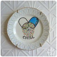 Image 1 of Chill Pill - Hand Painted Vintage Plate