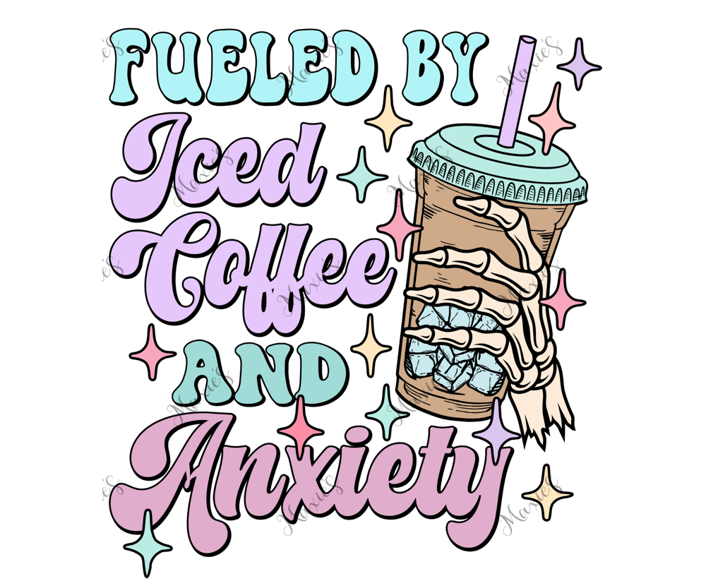 Image of Fueled By Iced Coffee  Graphic Design 16oz. Sublimation Decal