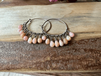 Image 2 of Pink Opal Hoops and Sterling silver earrings/ n127