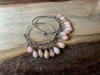 Image 6 of Pink Opal Hoops and Sterling silver earrings/ n127