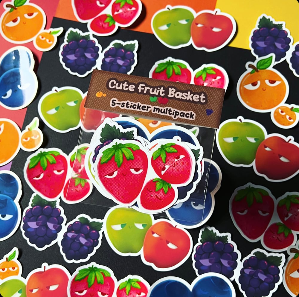 Image of Cute Fruit Basket Sticker Pack
