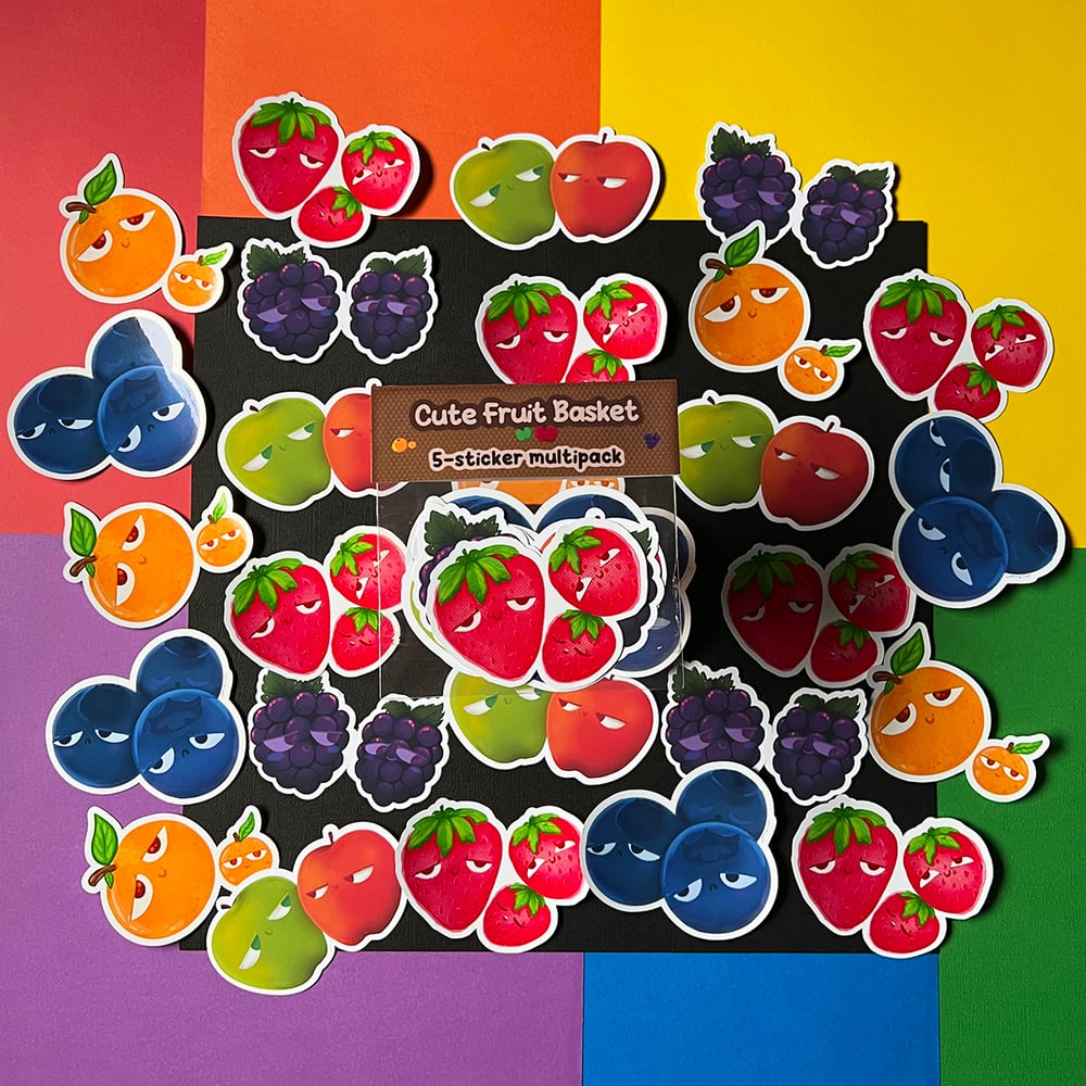 Image of Cute Fruit Basket Sticker Pack