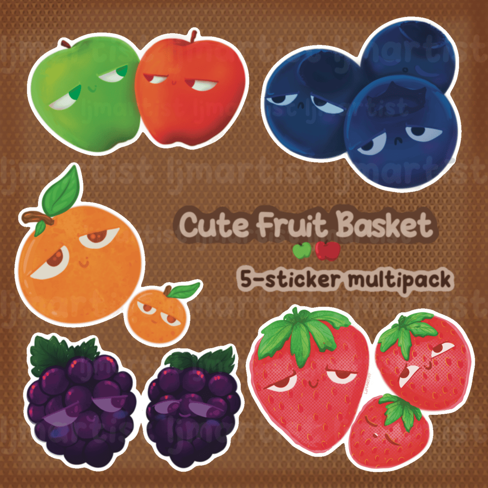 Image of Cute Fruit Basket Sticker Pack