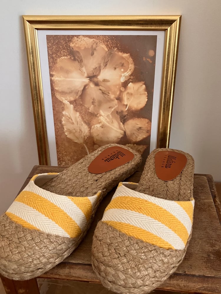 Image of Closed Toe Slippers - Mustard Stripes