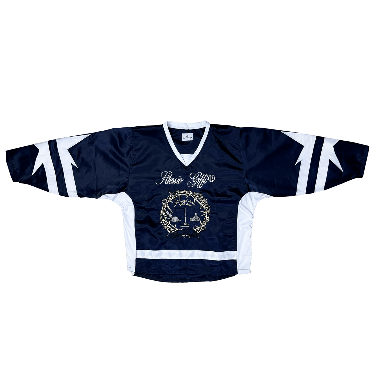 Image of Work Hard Hockey Jersey satin blue