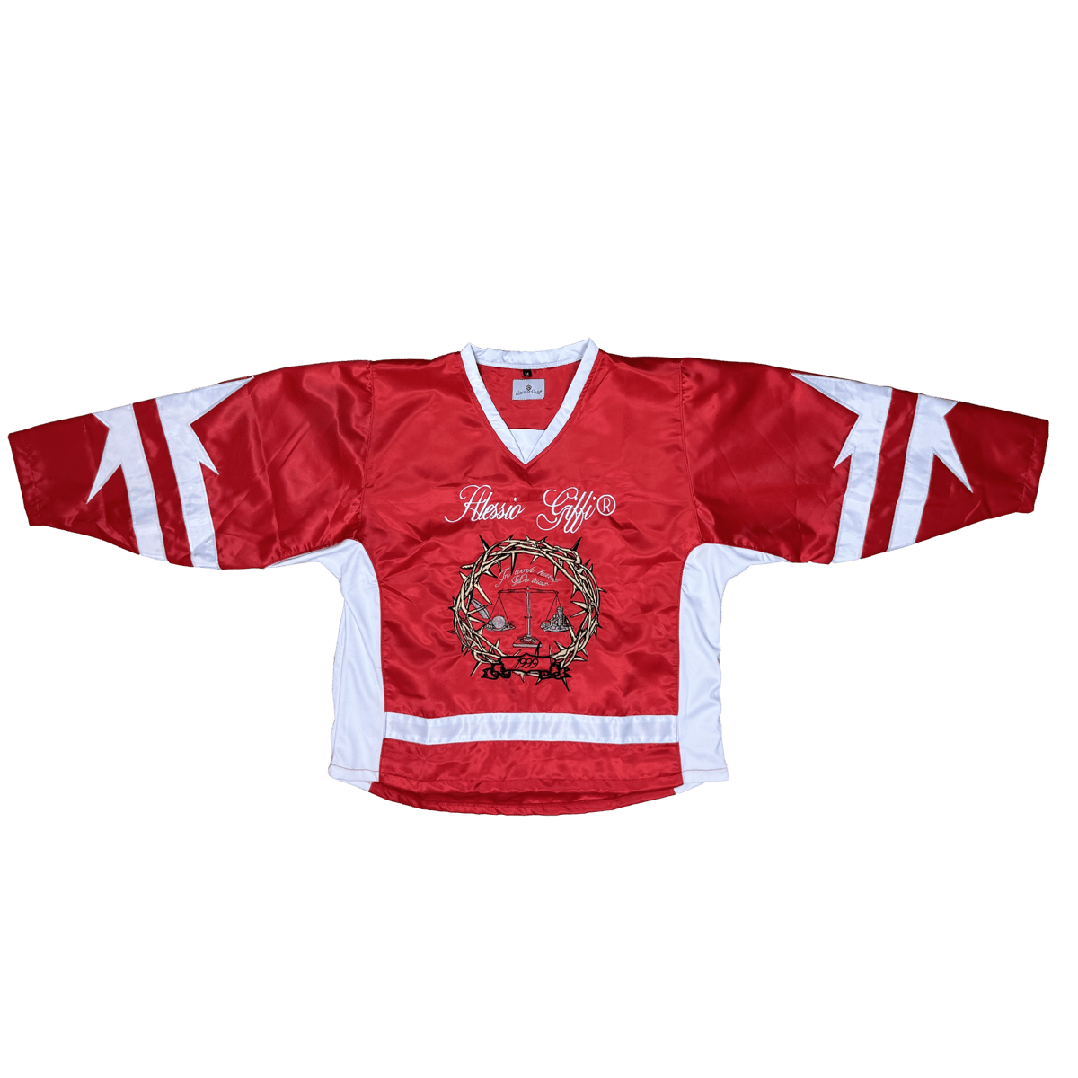 Image of Work Hard Hockey Jersey satin red