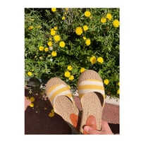 Image 1 of Closed Toe Slippers - Mustard Stripes