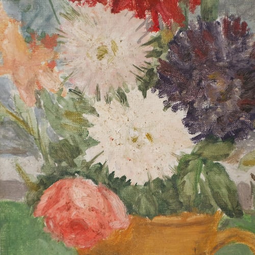 Image of Peinture dahlias et rose