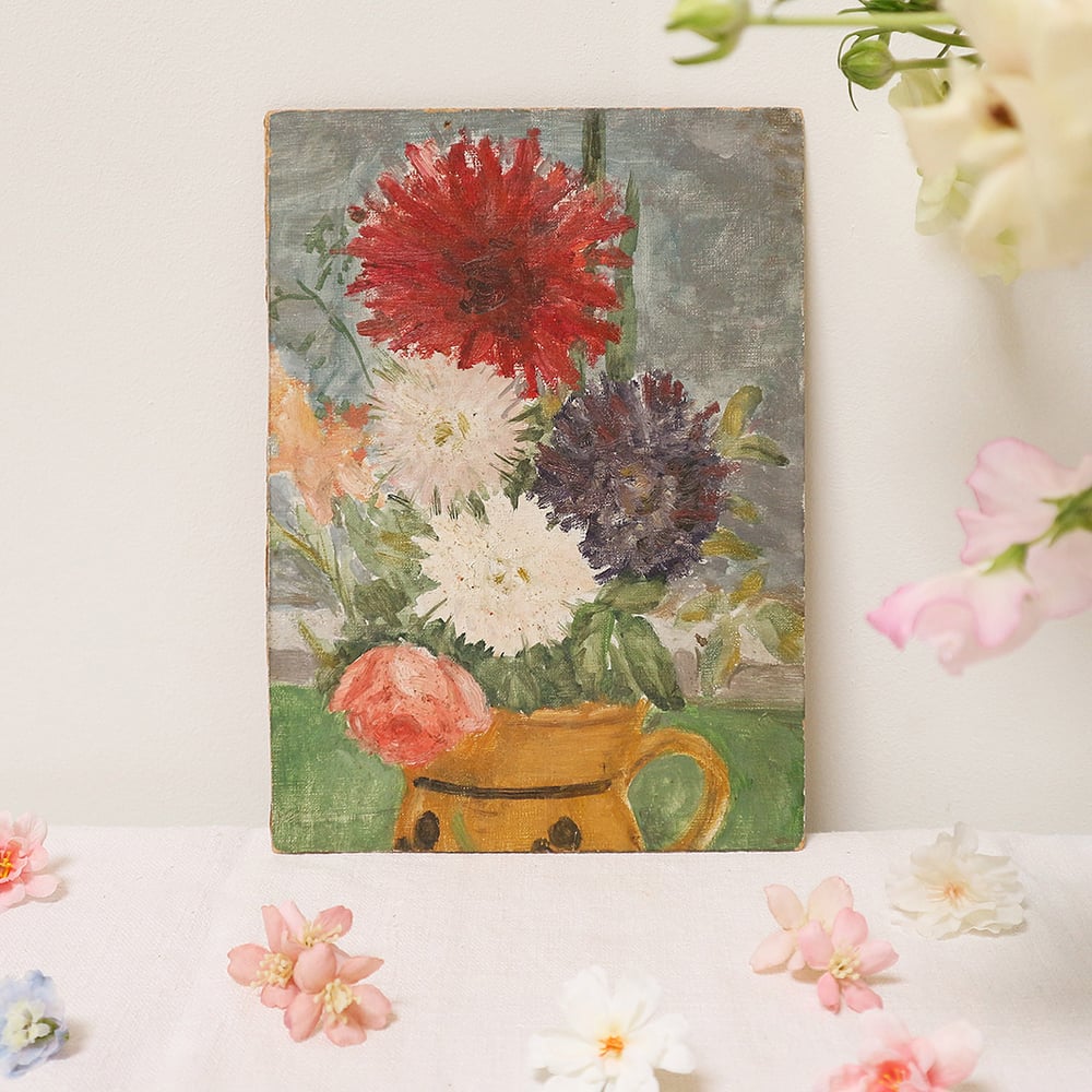 Image of Peinture dahlias et rose