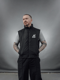 Image 2 of Hooked "Crest" Body Warmer/Gilet - Black