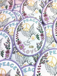 Image 1 of **New** Peace Doves Peace and Love Iron on Patch