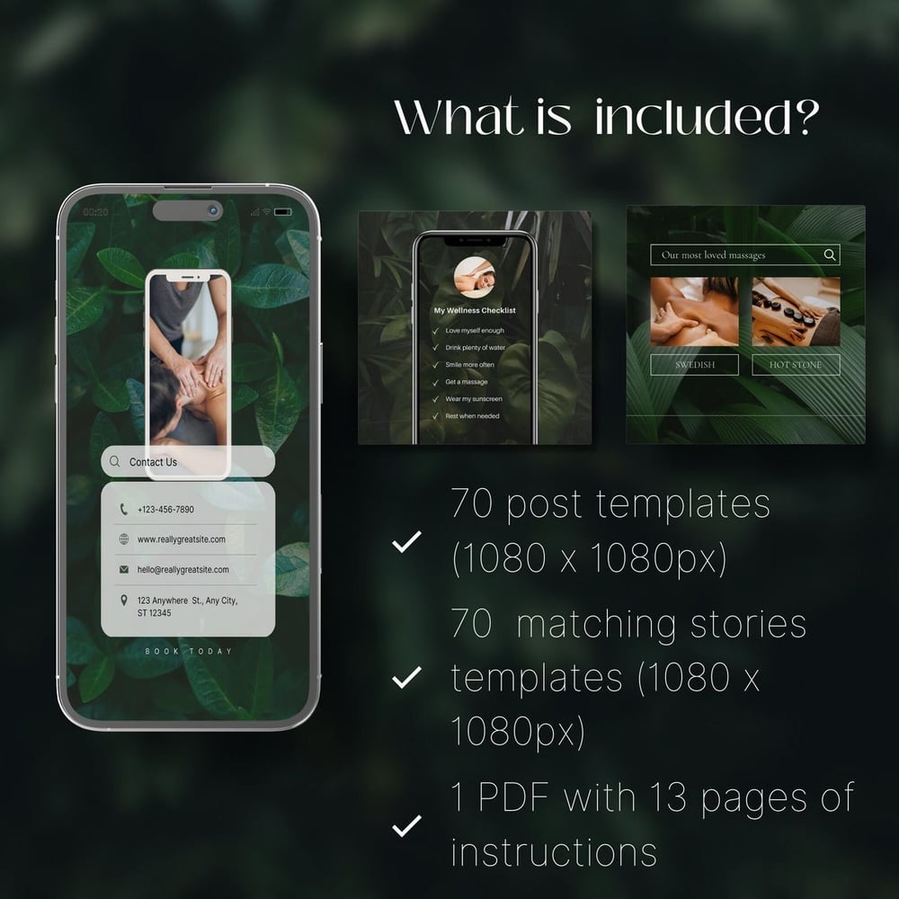 140 Massage Instagram Template Massage Therapist Templates Posts Spa Instagram Posts 8791