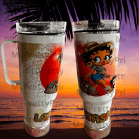 Image 2 of Betty Boop Personalized 40 OZ Tumblers with Handle 