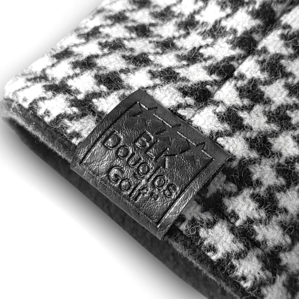 Image of Golf Headcover - Houndstooth 100% British Wool black/white golf club cover - Dogtooth