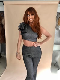 Image 3 of Silver Glitter Flares and Top Co-Ord Set