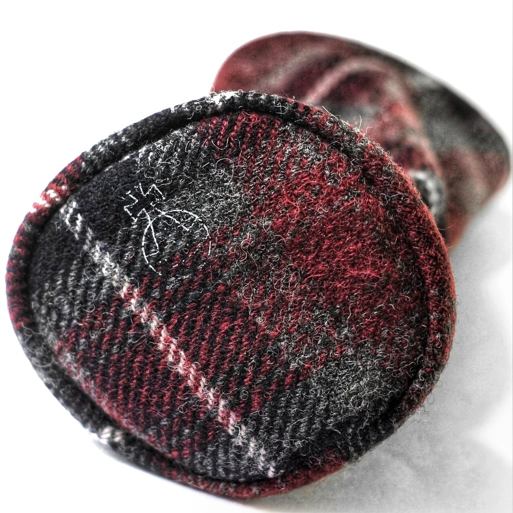 Image of Golf Headcover - HARRIS TWEED Red/Blue/Grey Tartan - plaid golf club cover golf gift