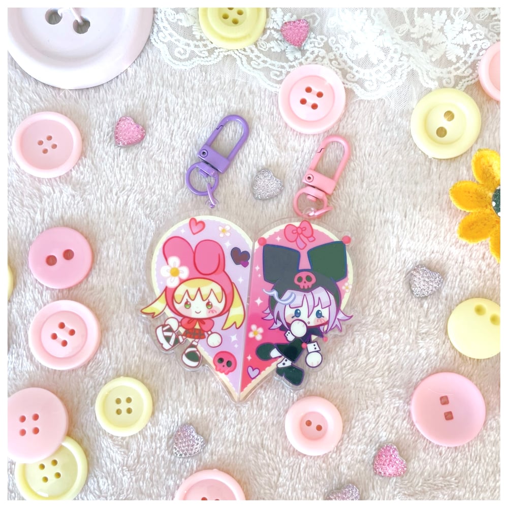 Image of Crona and Maka Heart Magnet Keychains