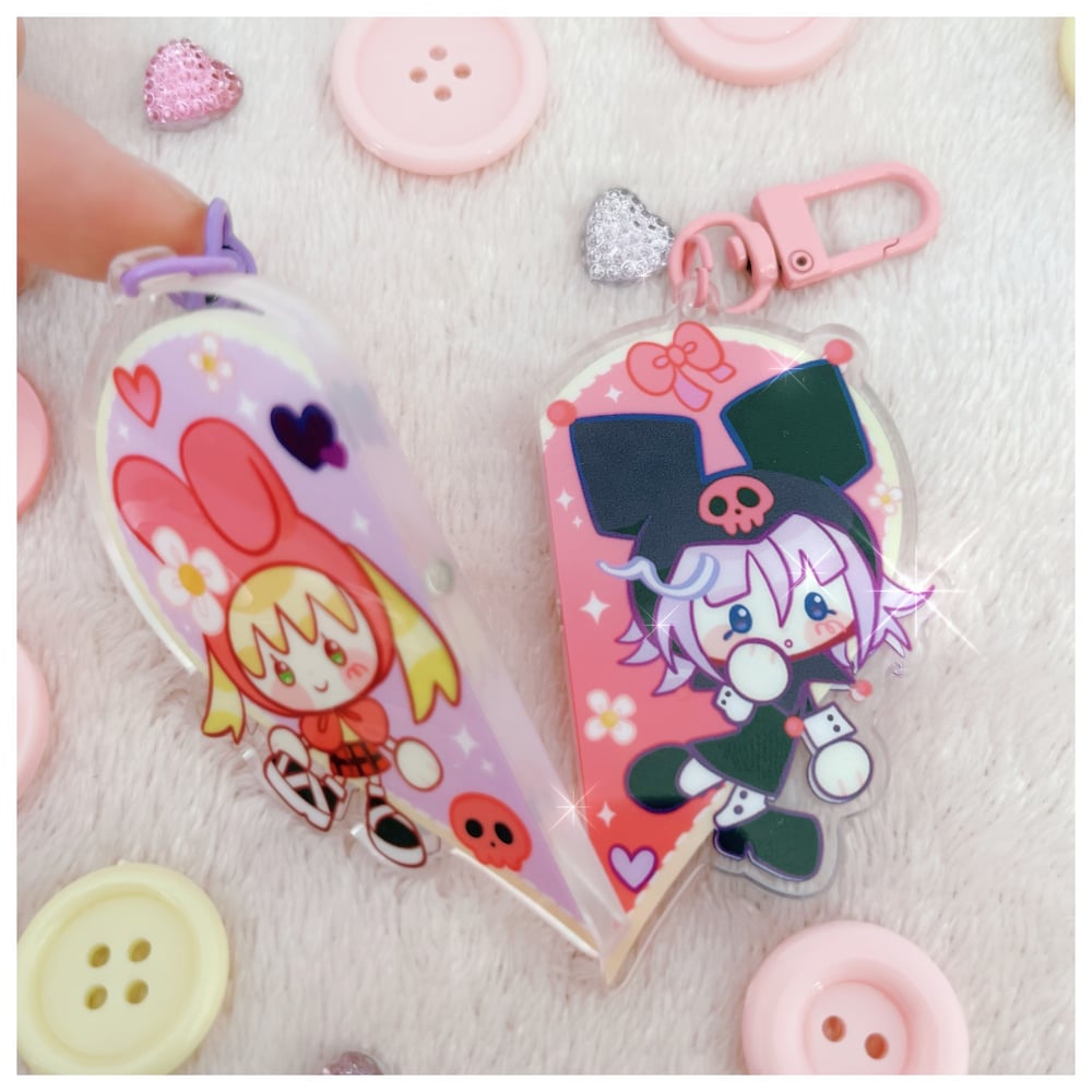 Image of Crona and Maka Heart Magnet Keychains