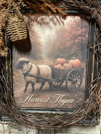 Image 1 of #1...  Harvest Thyme ~  Sheep Cart ~ Pumpkins ~