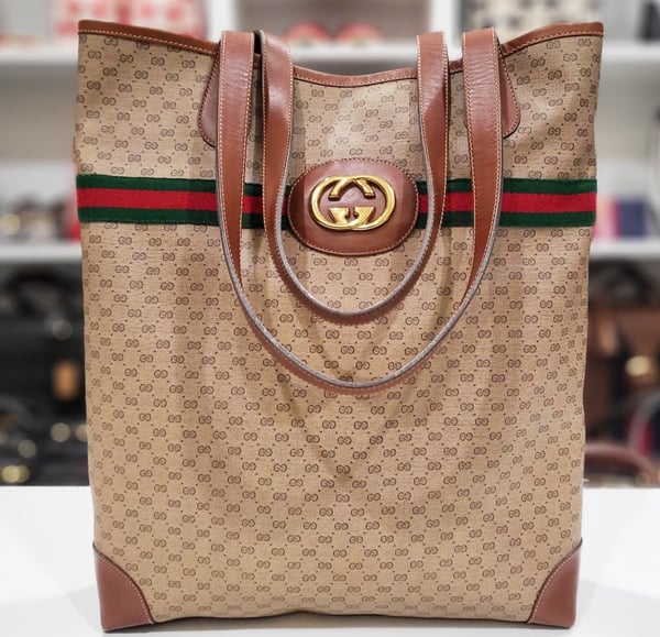 Image of Vtg Gucci Brown Mini Monogram Tote 