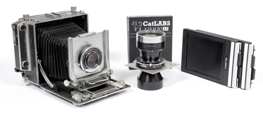 Image of Linhof Super Technika III 4X5 camera w/ 135mm + 270mm Lenses + film +holders (#9307)