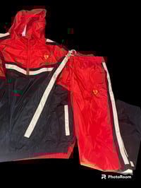 Red black beige windbreakers 