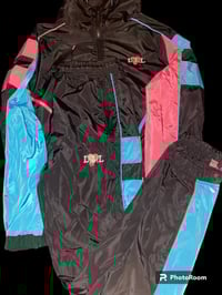 Pink black blue windbreaker 