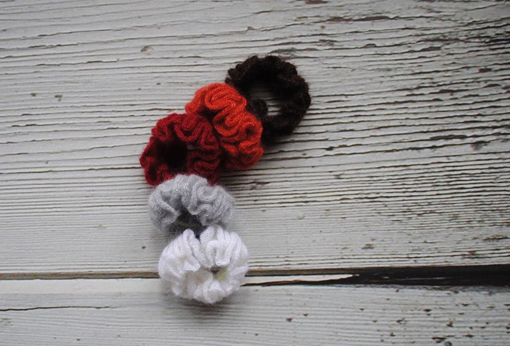 Image of Kid-Silk Mohair Lace Knit Ruffled  Scrunchies